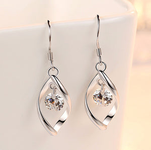Zircon Reduction Silver Earrings – Elegant Shiny Women’s Jewelry