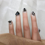 GGDDSHA Short Press On Nails – Midnight Stardust Gradient Handmade Nail Art
