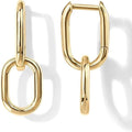 Gold hoop earrings on a white background