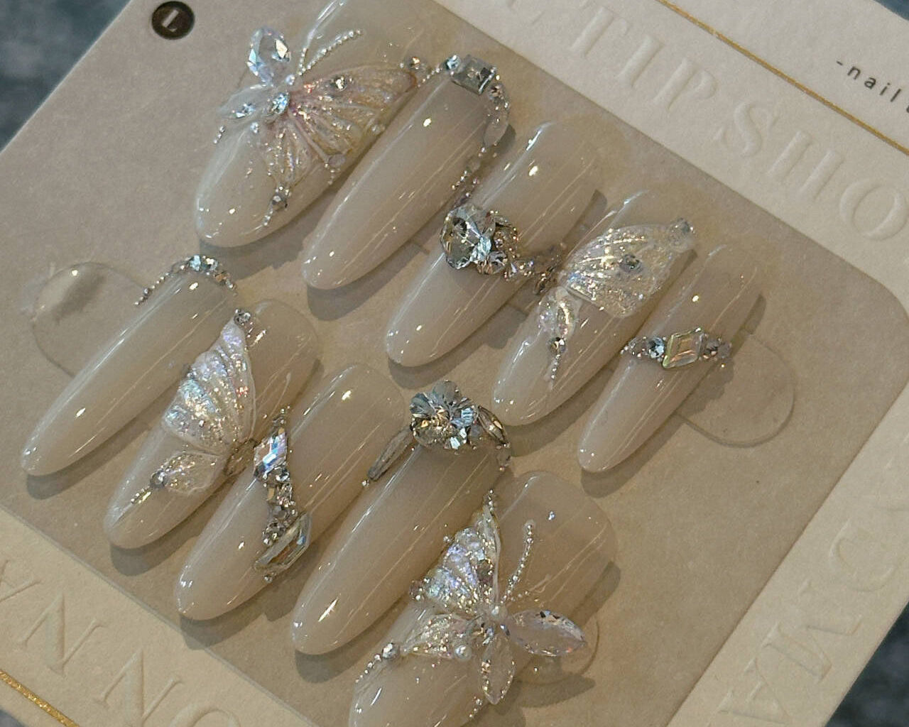 Handmade Fairy Light Luxury 3D False Nails – Elegant Removable Nail Armor