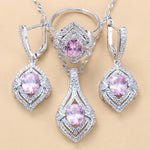 Gem-inlaid Pendant Earrings Necklace Ring Ladies Three-piece Set