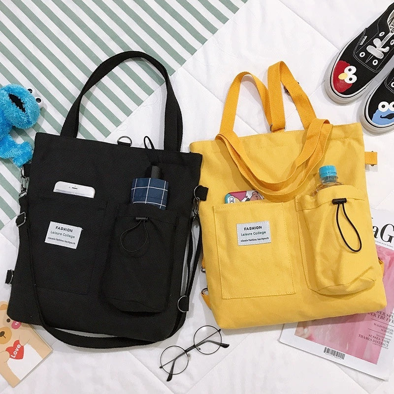 Harajuku Canvas Student Bag – Preppy Shoulder Backpack for Women