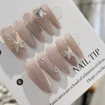 Handmade Long Ice-Transparent False Nails – 3D Butterfly Hand-Painted Design