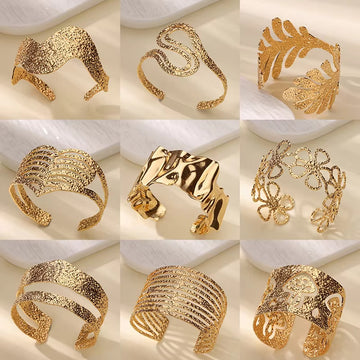 Luxury C Shaped Geometric Open Bangle