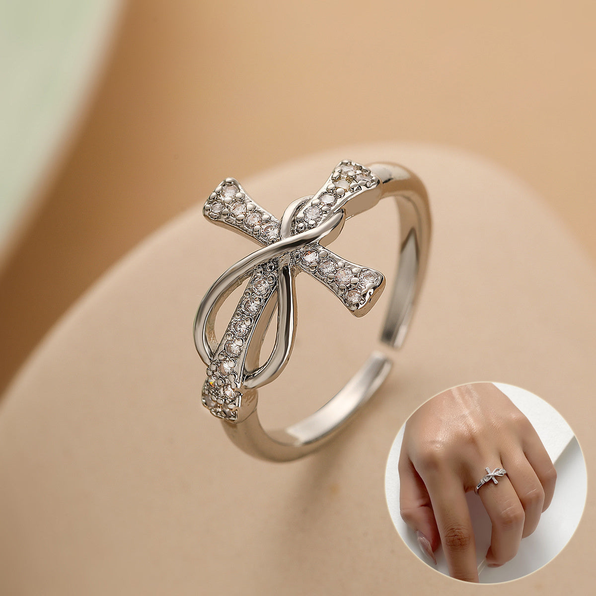 Simple Color Matching Copper Cross Ring – Fashion Jewelry for Women