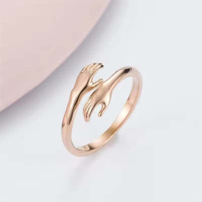 Alloy Hands Hug Ring – Adjustable Simple Jewelry for Women