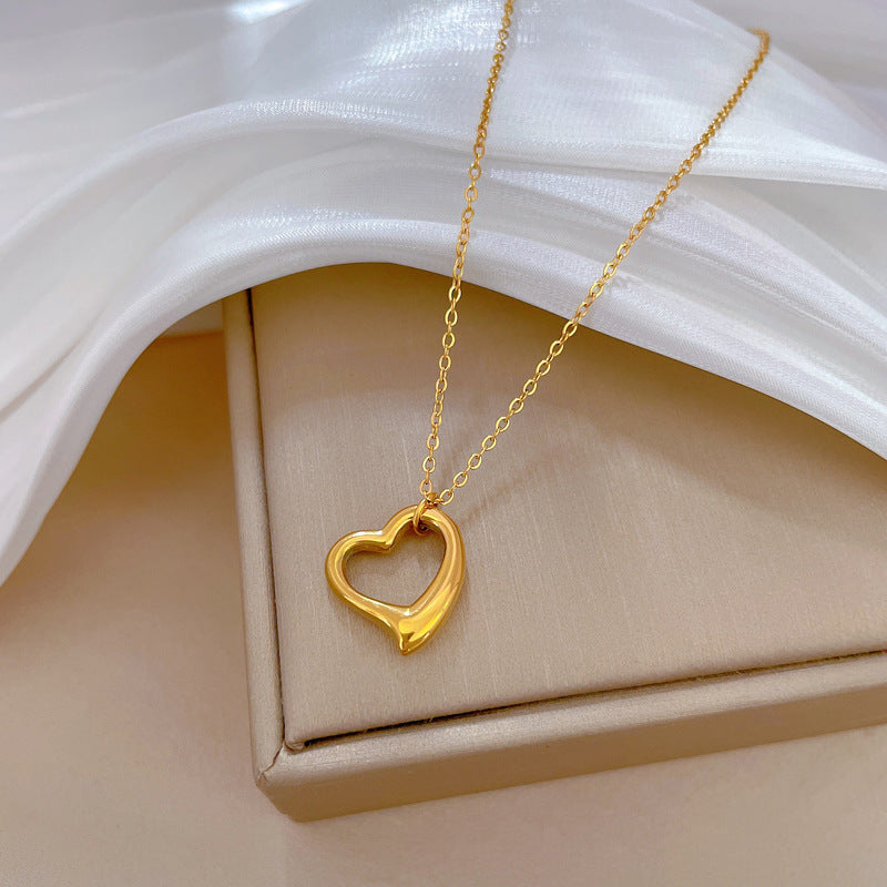 Simple Love Heart Bracelet & Real Gold Necklace – Women’s Jewelry