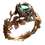 Rose Gold Branch Flower Ring – Blue Crystal Inlaid Women’s Jewelry
