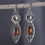 European & American Retro Two-tone Gemstone Earrings – Vintage Jewelry