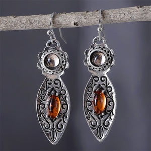 European & American Retro Two-tone Gemstone Earrings – Vintage Jewelry