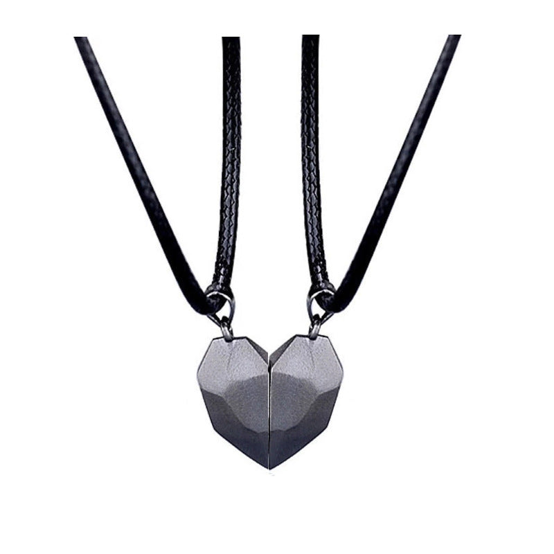 Minimalist Heart Pendant Necklace – Magnetic Couple Jewelry Gift