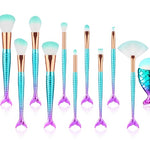 11pcs Makeup Brushes Kit – Mermaid Foundation & Eyebrow Set