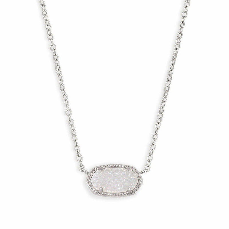 Necklace with a white pendant on a white background